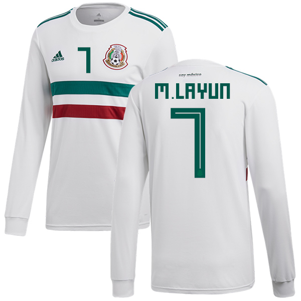 Mexico #7 M.Layun Away Long Sleeves Soccer Country Jersey - Click Image to Close